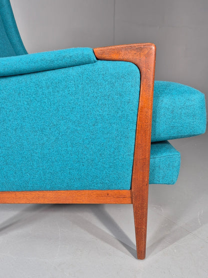Vintage 1960s Lounge Chair Reupholstered Blue K E Ekselius For JOC EB11092 MNOR13