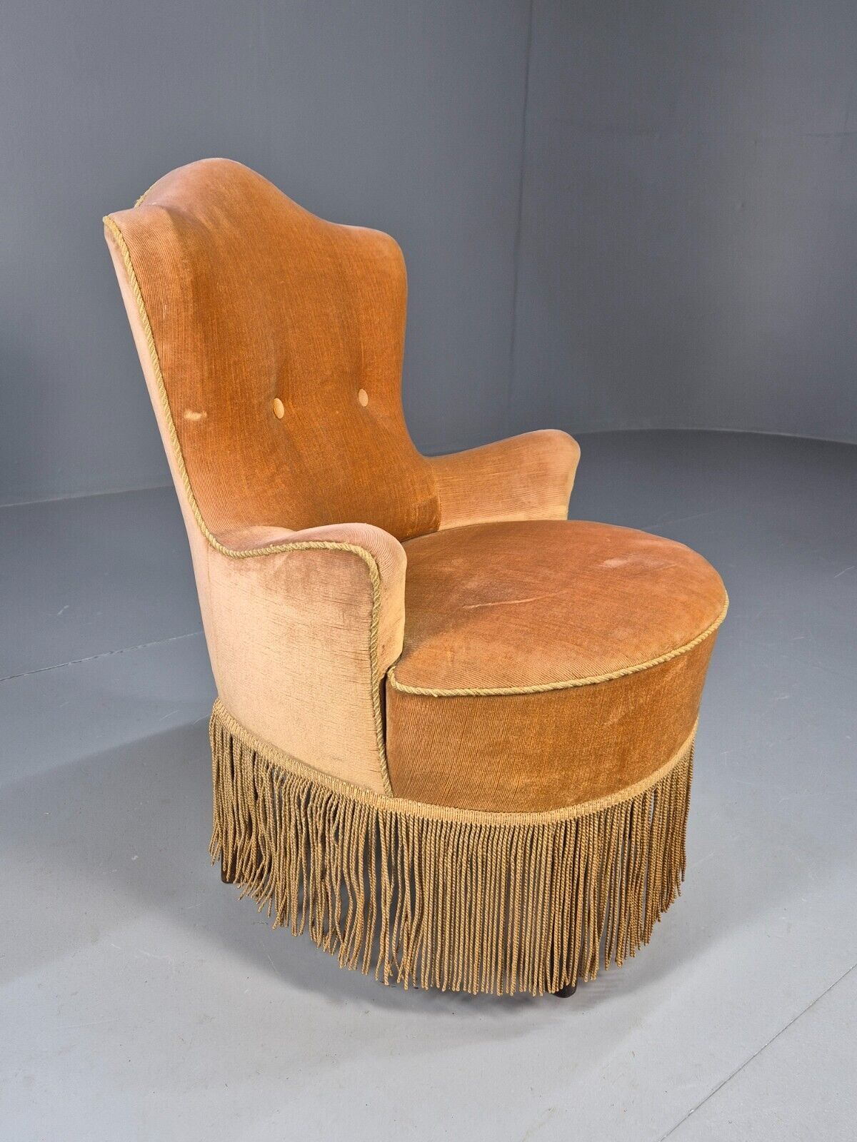 Vintage Danish Lounge Chair Gold Velour 1930s Boudoir Suite EB8978 VCLO - UKDK FURNITURE
