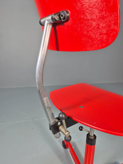 1960s Kevi Task Desk Chair Jorgen Rasmussen MCM Danish Retro Red EB10808 MSWI4