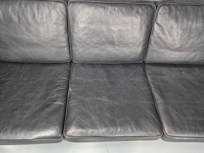 Vintage 3 Seat Sofa Danish Black Leather Mid Century Retro 1980s EB10476 M3SS5