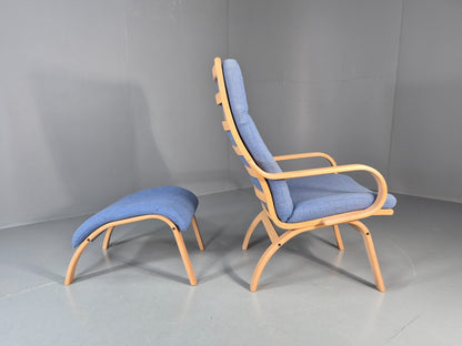 Retro Bentwood Lounge Chair and Footstool Vintage Danish 1980s MCM  EB11382 MBEN5