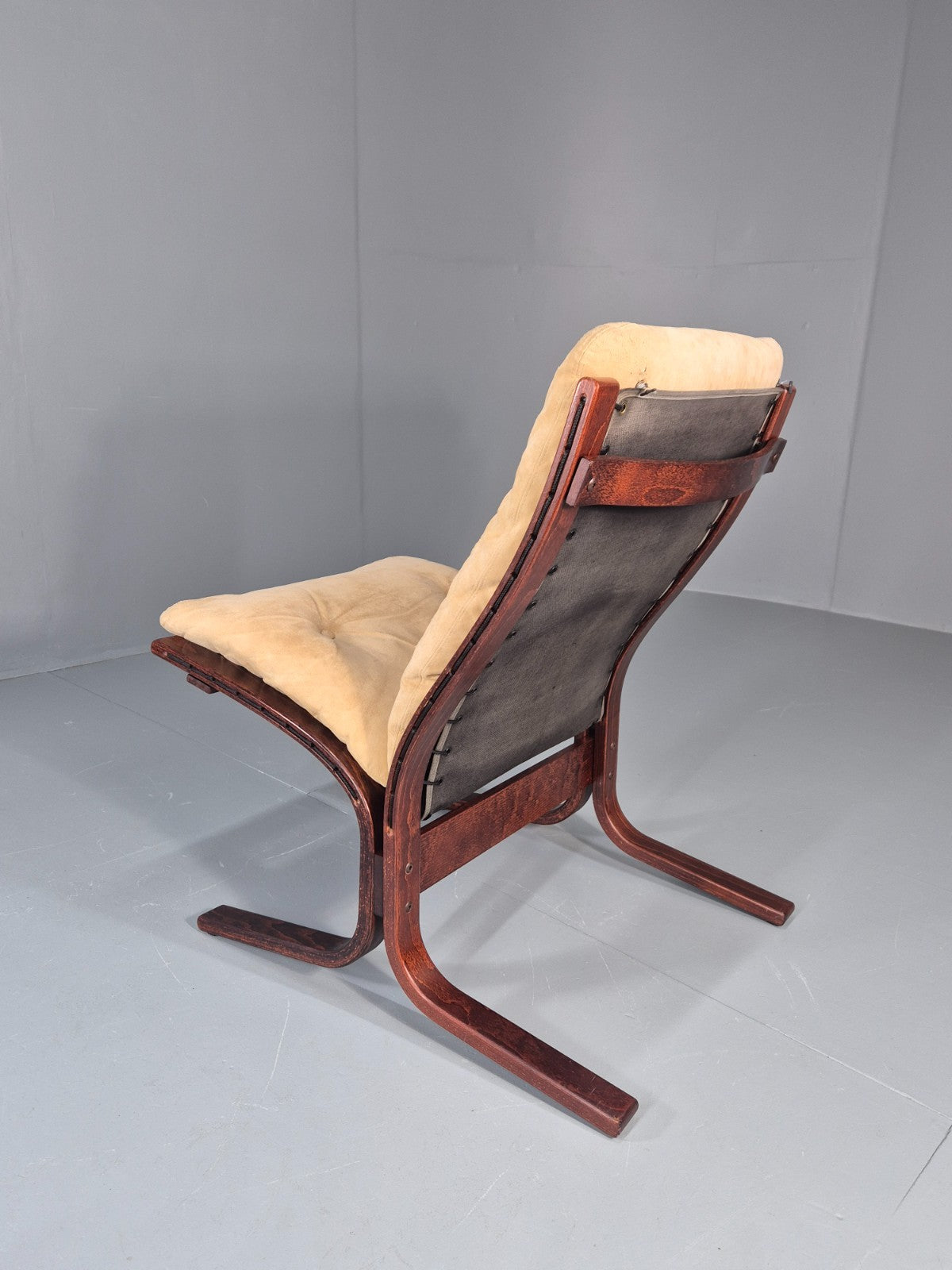 Vintage Mid Century Lounge Chair Faux Suede Upholstery REtro 1970s EB11299 MBEN8