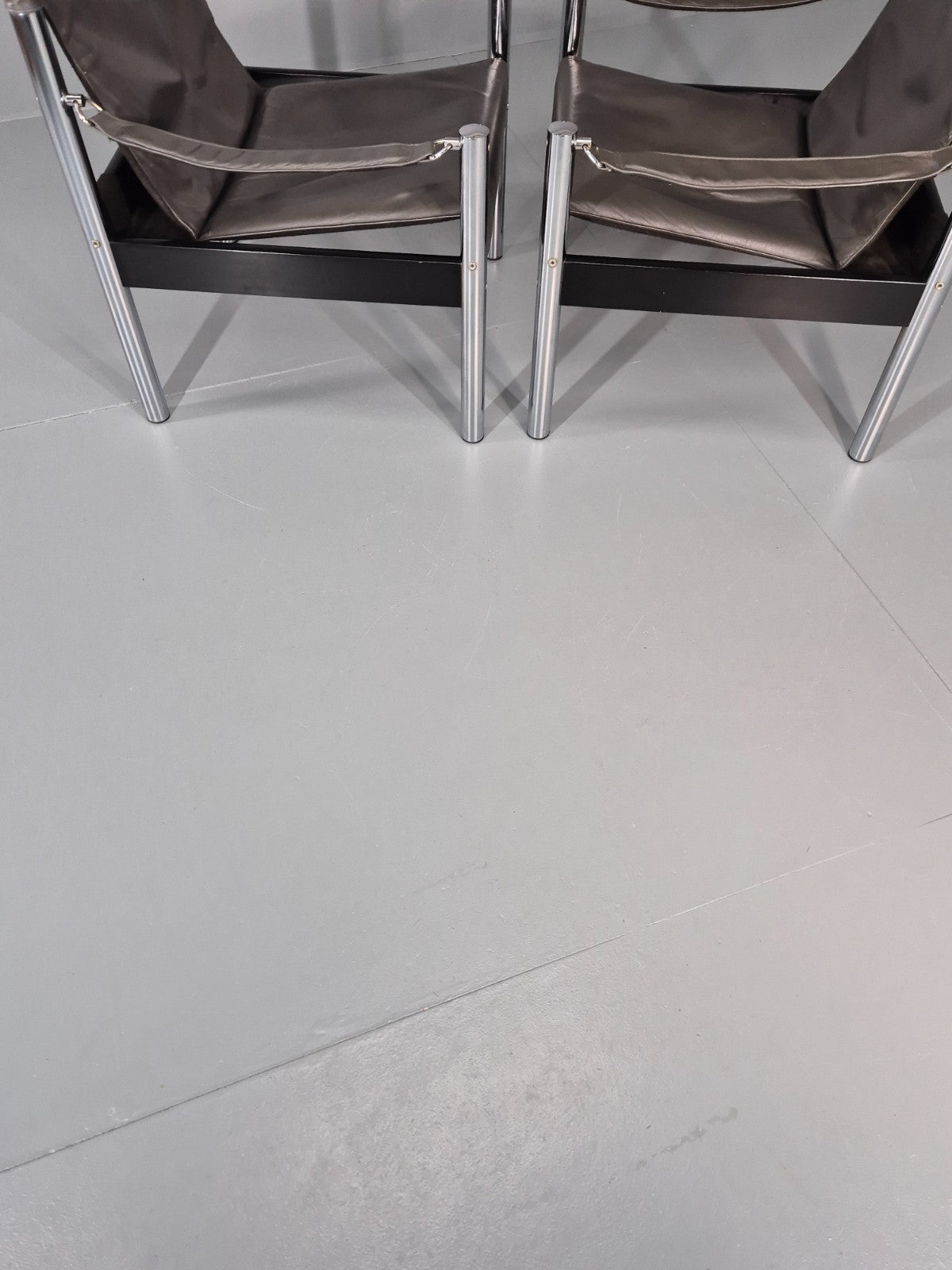 2 Vintage Leather and Chrome Lounge Chairs Safari by Borje Johanson EB11287 MNOR12