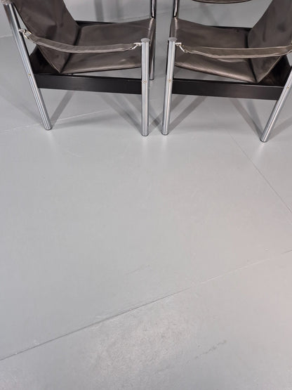 2 Vintage Leather and Chrome Lounge Chairs Safari by Borje Johanson EB11287 MNOR12