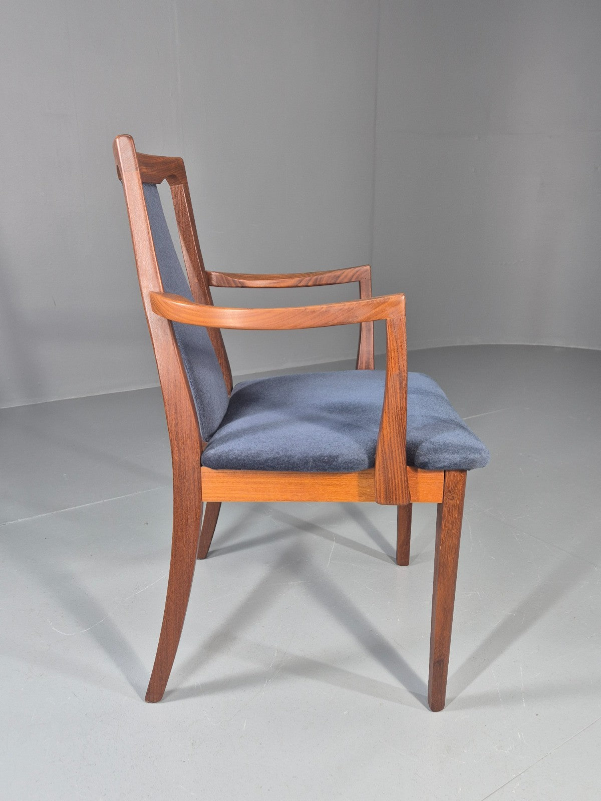 Vintage G plan Carver Chair 1980s Retro Teak Blue Velour EB11526 MDIN5