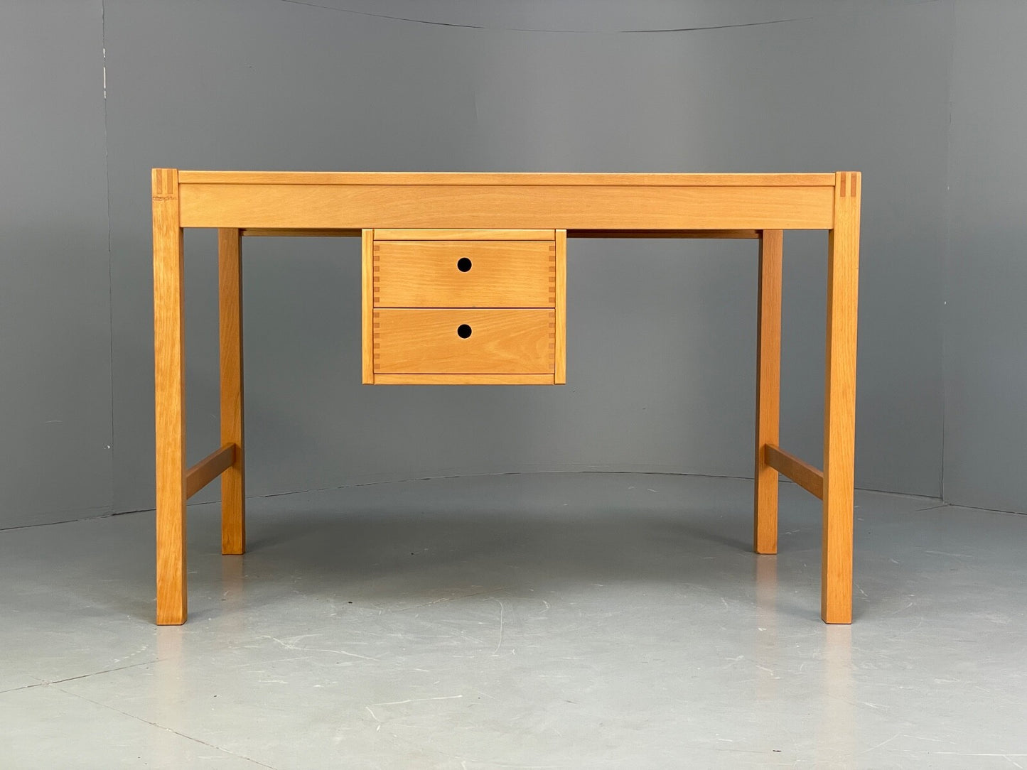 Vintage Danish Beech Desk Compact Exposed Joints Sliding Drawers EB9440 MWOO - UKDK FURNITURE