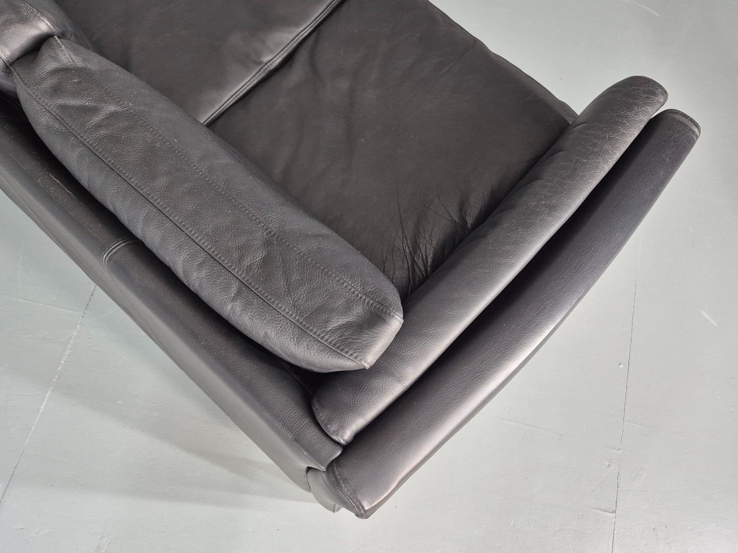 Vintage 3 Seat Sofa Danish Black Leather Mid Century Retro Design EB10481 M3SS13