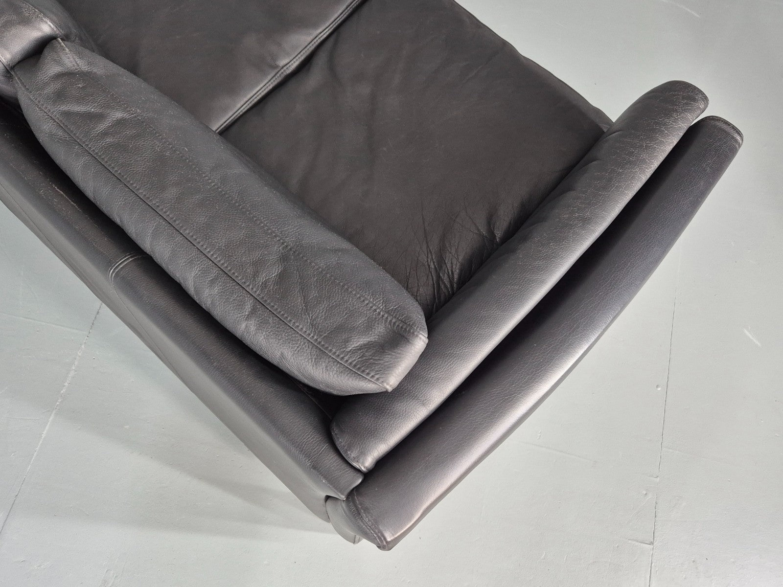 Vintage 3 Seat Sofa Danish Black Leather Mid Century Retro Design EB10481 M3SS13