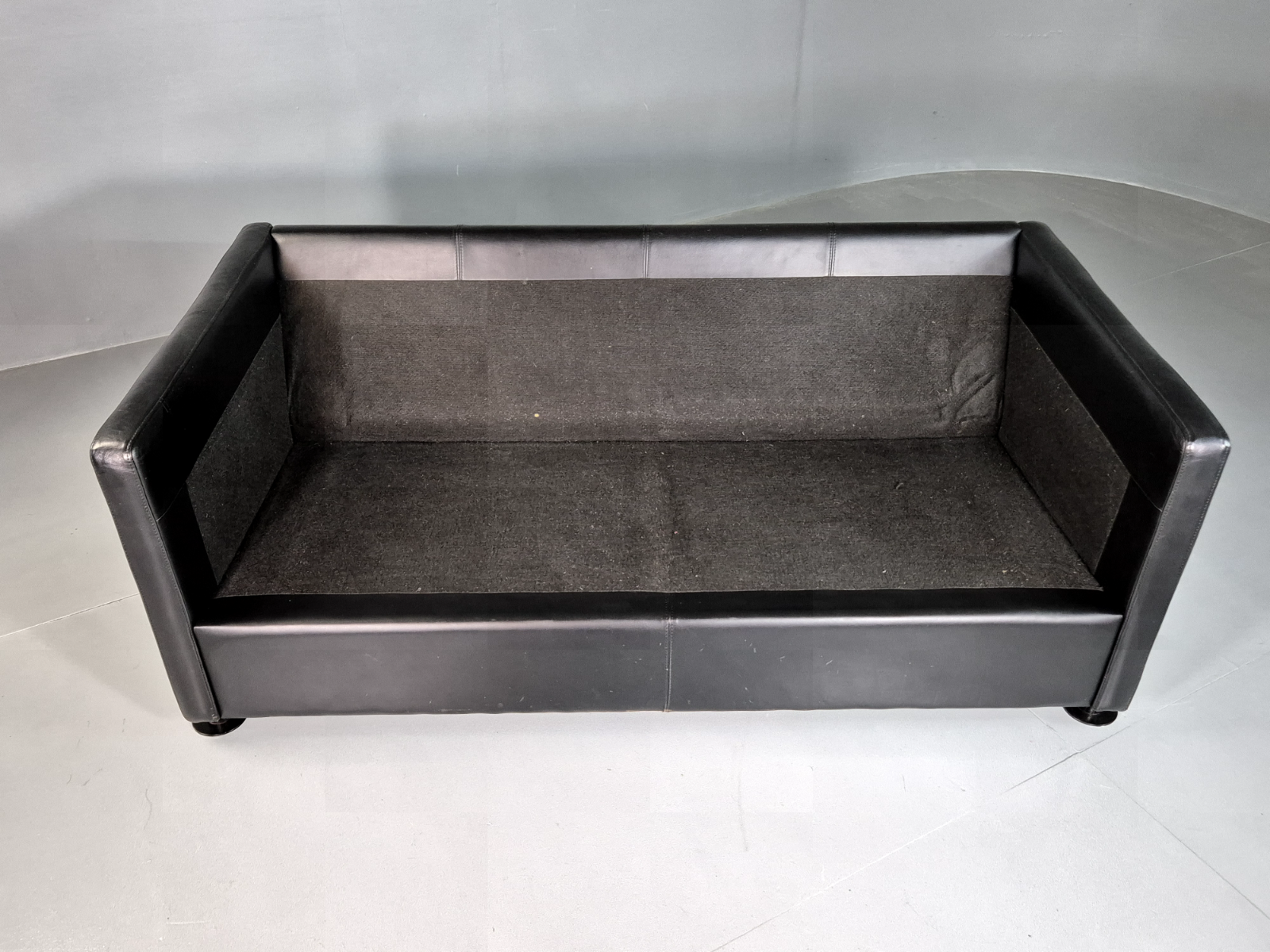 Vintage Danish 2 Seat Sofa Black Leather 1980s Retro MCM EB7162 M2SS - UKDK FURNITURE