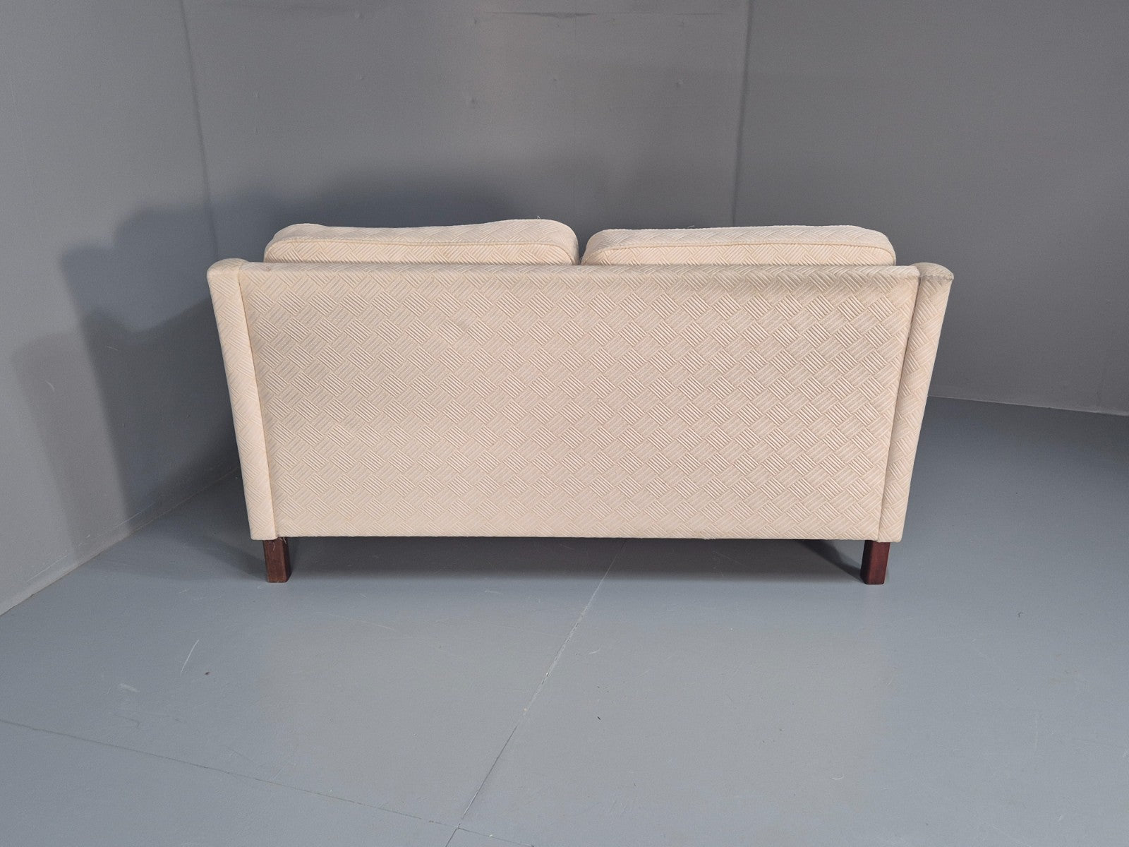 Vintage 2 Seater Sofa Retro Danish Cream Patterned Fabric EB10516 M2SS18
