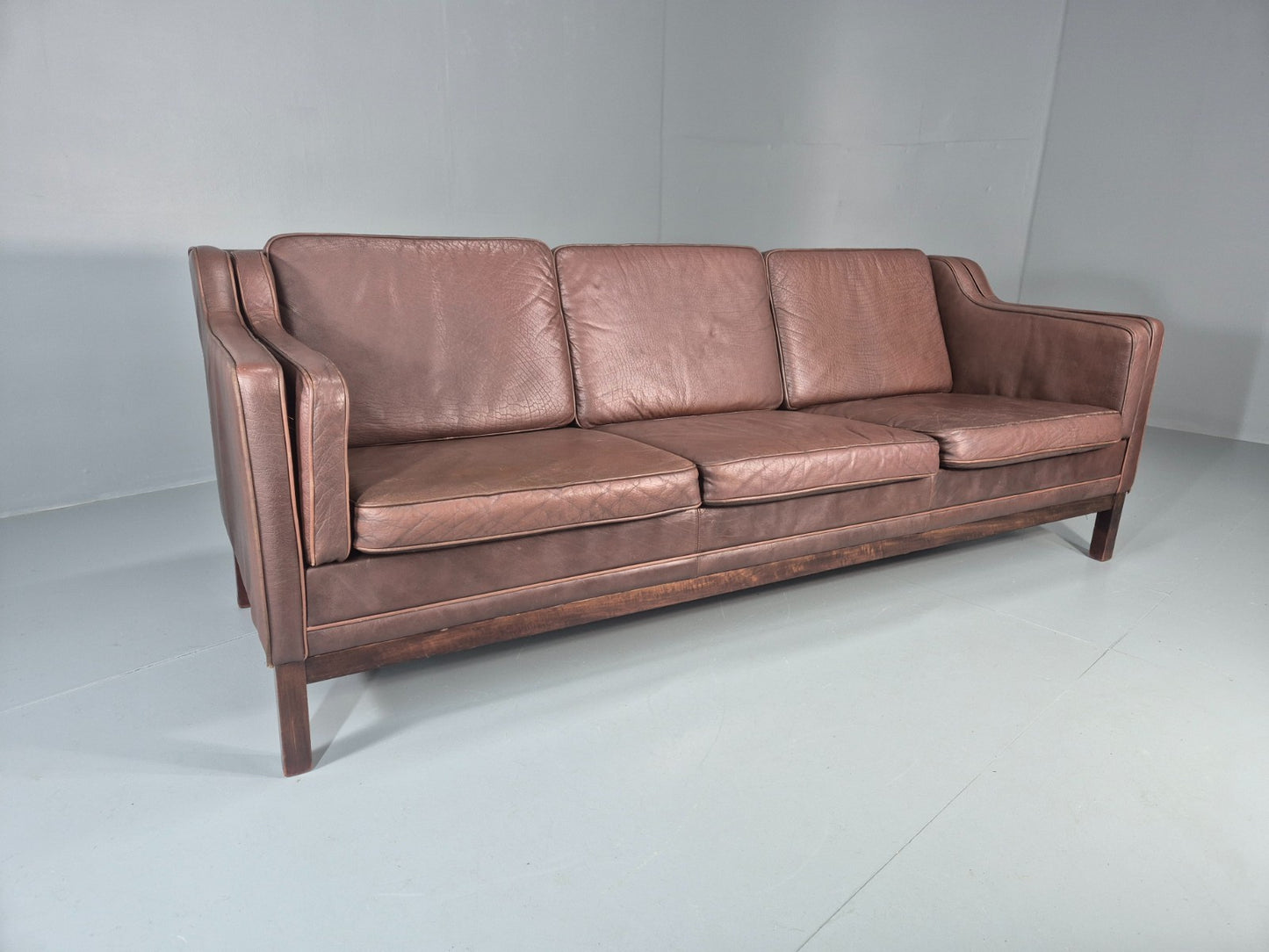 3 Seater Leather Sofa Vintage Mid Century Mogensen Shape 1970 Retro EB11356 M3SS0
