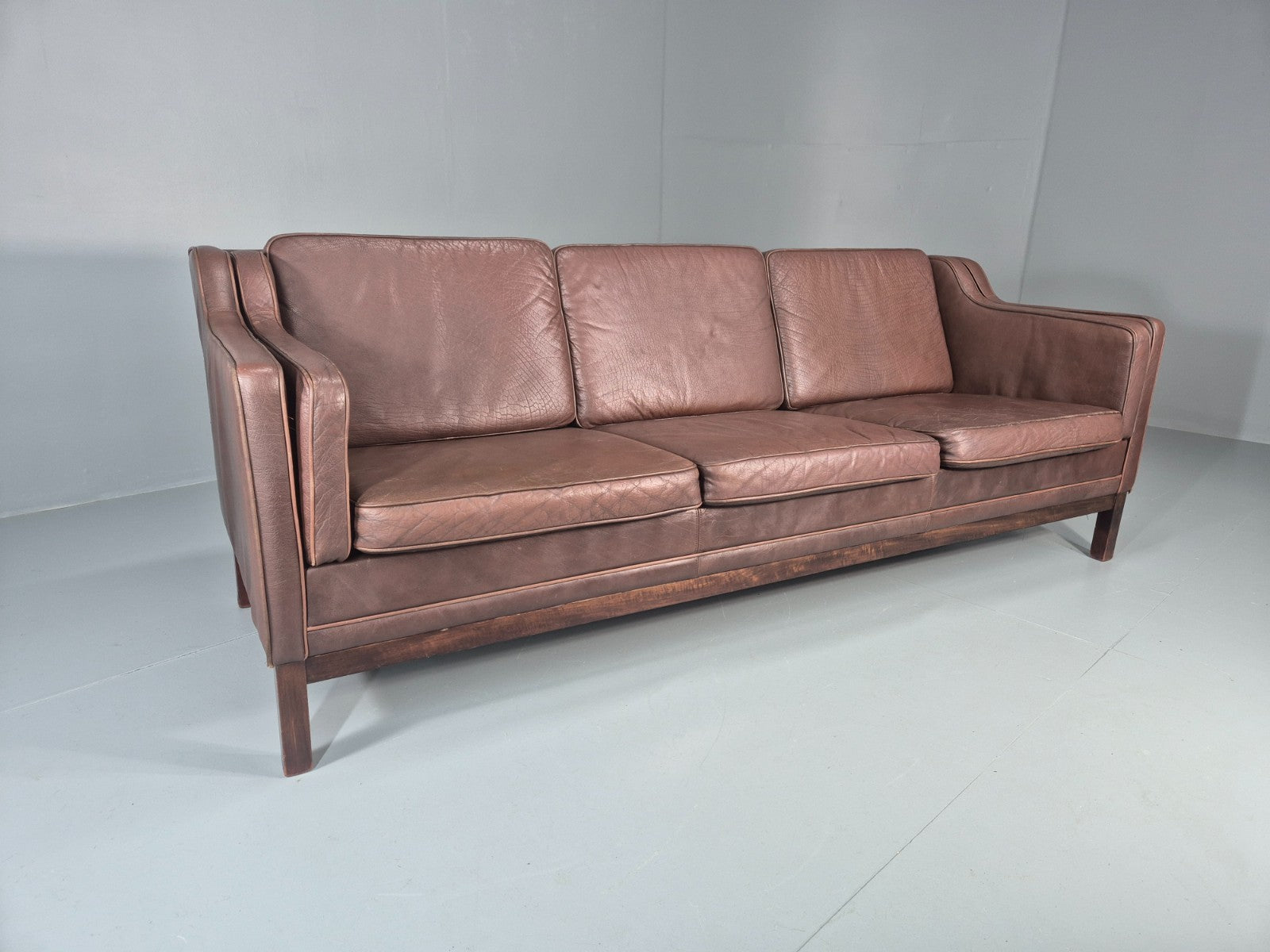 3 Seater Leather Sofa Vintage Mid Century Mogensen Shape 1970 Retro EB11356 M3SS0