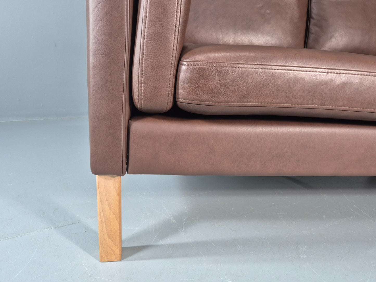 Vintage 2 Seater Settee Brown Leather Danish 1980s Retro Hurup EB11630 M2SS5