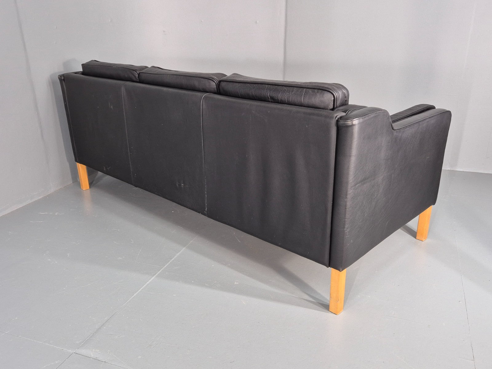 Vintage Danish 3 Seat Sofa Black Leather Mid Century Retro  EB10470 M3SS19