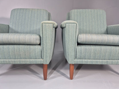 2 Mid Century Lounge Chairs 1960s Denmark Blue Wool Retro EB11403 MNOR5