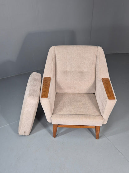 Vintage Danish Mid Century Lounge Chair Teak Frame New Upholstery EB11777 MNOR6