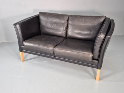 Vintage Danish Two Seater Leather Sofa Quality Feather Filled Retro EB11643 M2SS5
