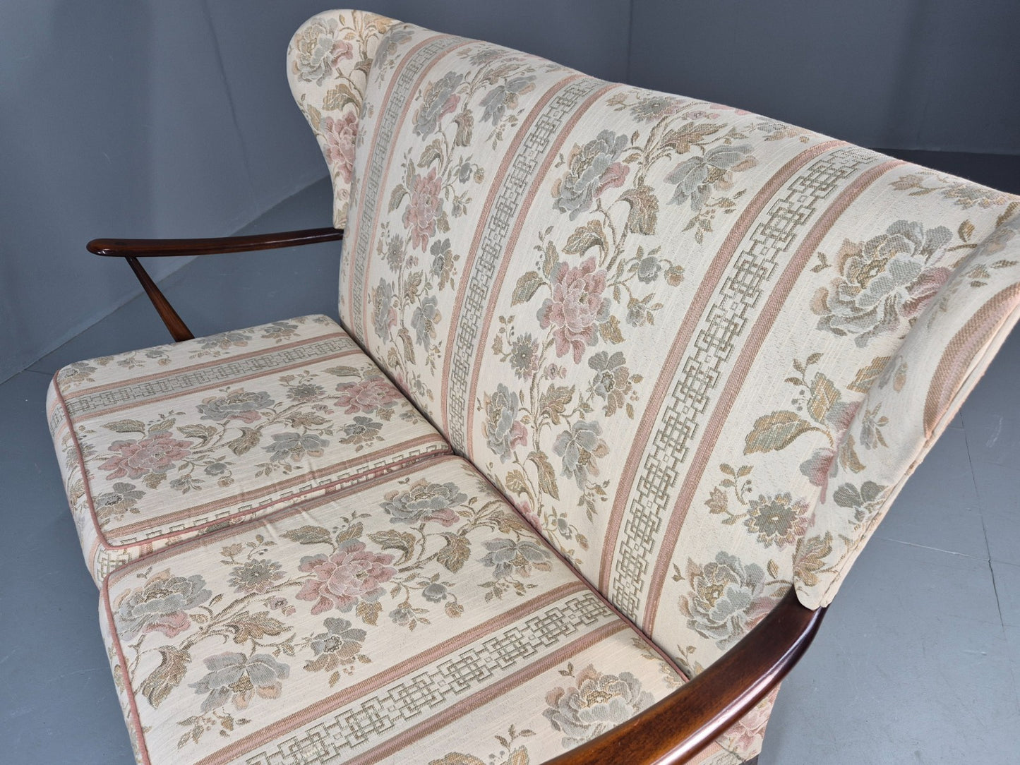 Vintage Ercol 2 Seater Sofa 1960s Floral Cotton Retro MCM EB11706 M2SS14