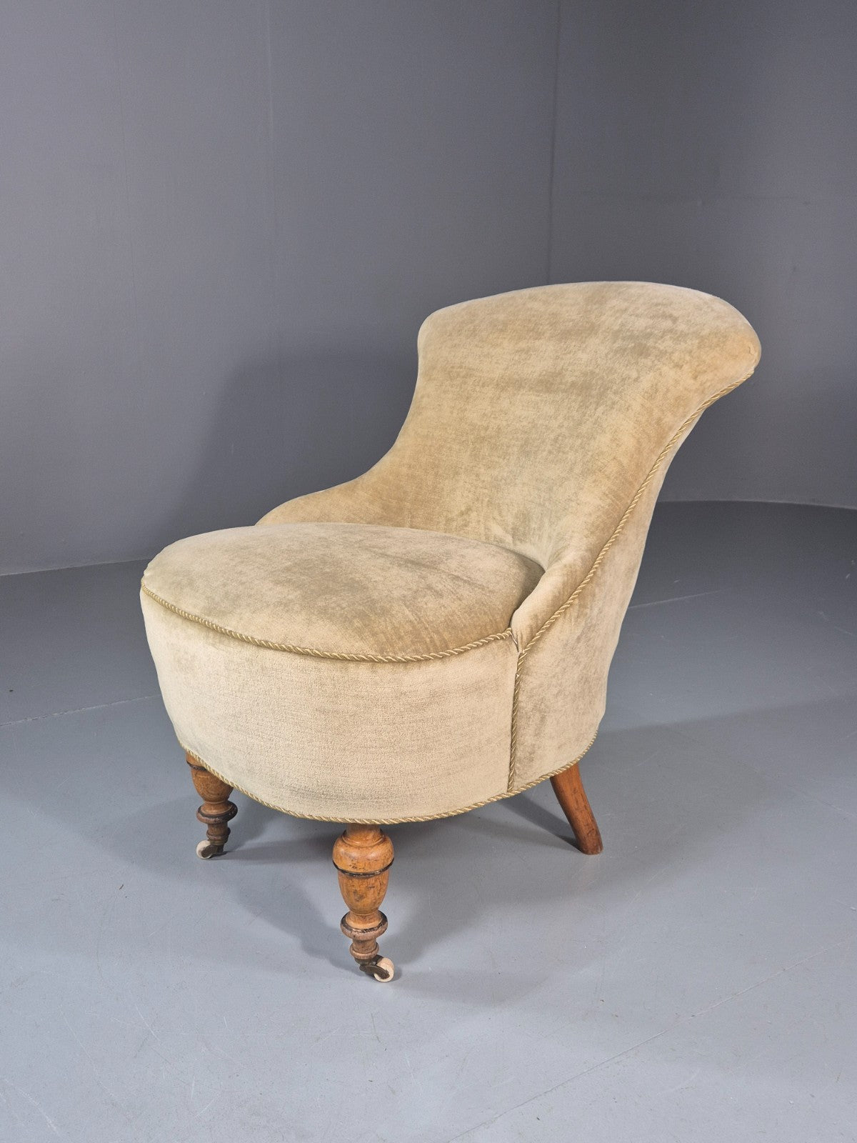 Antique Cocktail Chair Green Velour Vintage Danish 1800s  EB10761 VCLO0