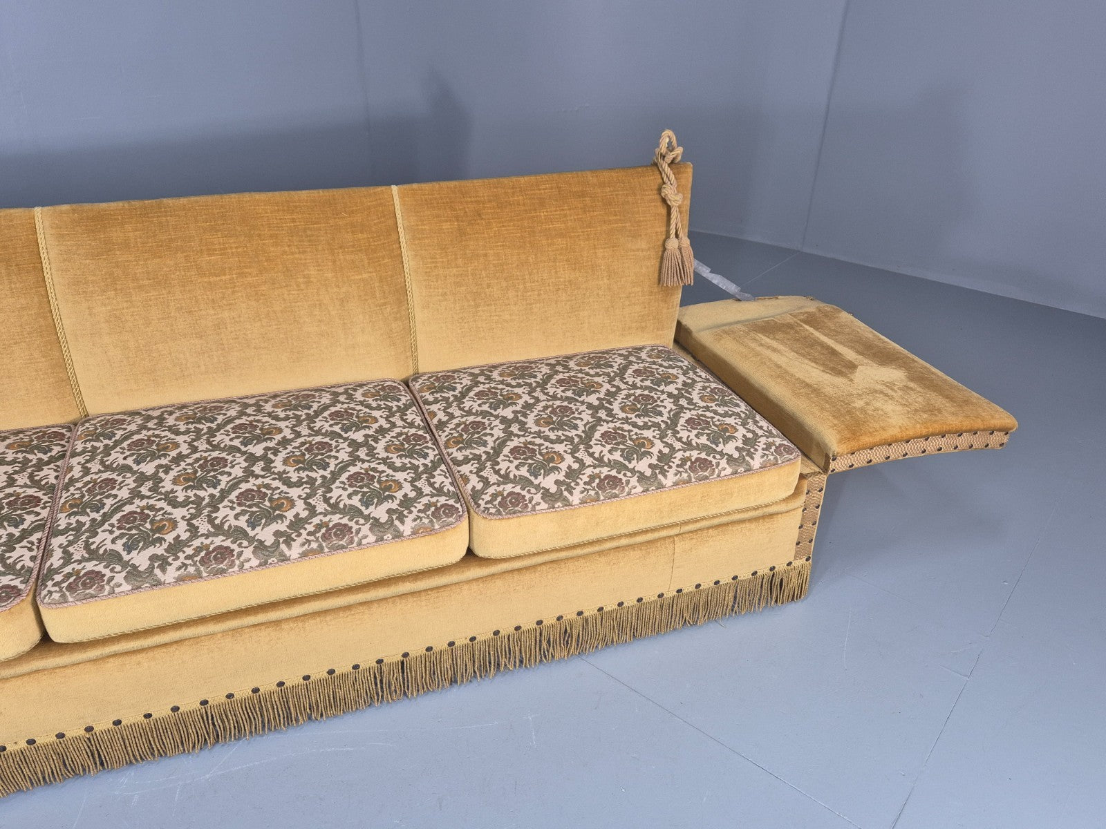 Three Seater Knole Sofa Vintage Danish 1960s Gold Velour Retro EB11432 V3SS8