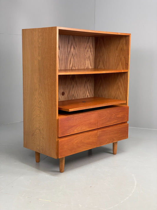 Vintage Oak Record Unit Danish 1960s Shelving Drawers Media EB10847 MWOO0