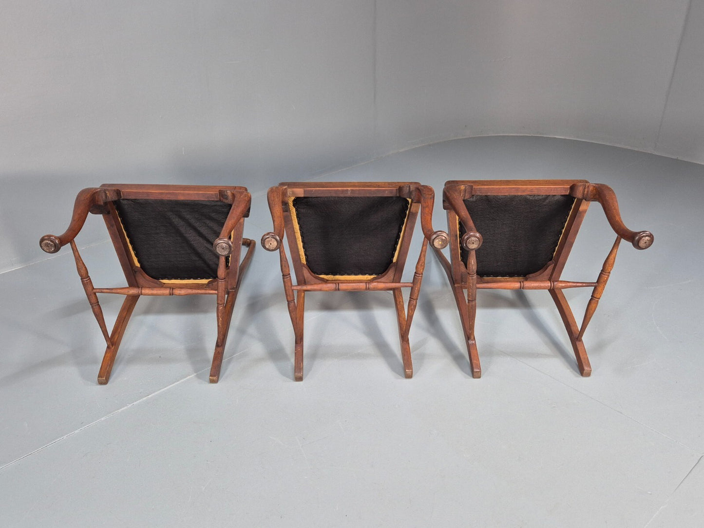 3 Walnut Queen Anne Style Dining Chairs Cabriole Pad Feet Splat Back EB9699 VDIN - UKDK FURNITURE
