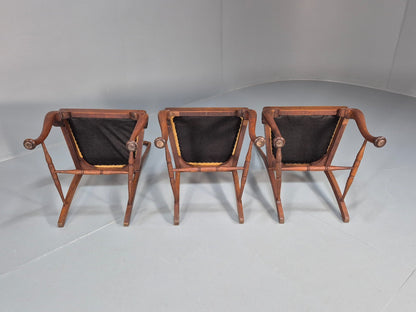 3 Walnut Queen Anne Style Dining Chairs Cabriole Pad Feet Splat Back EB9699 VDIN - UKDK FURNITURE