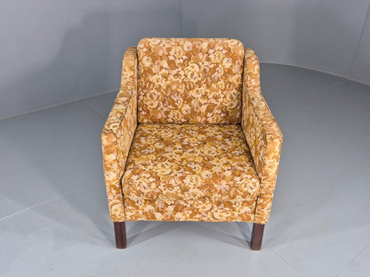 Vintage Danish 1970s Lounge Chair Floral Upholstery Mid Century EB11922 MNOR1