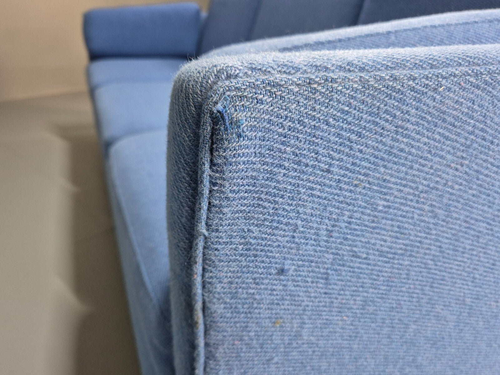 Vintage Danish 1980s Blue Wool 3 seat Sofa Mid Century Modern Retro EB9569 M3SS - UKDK FURNITURE