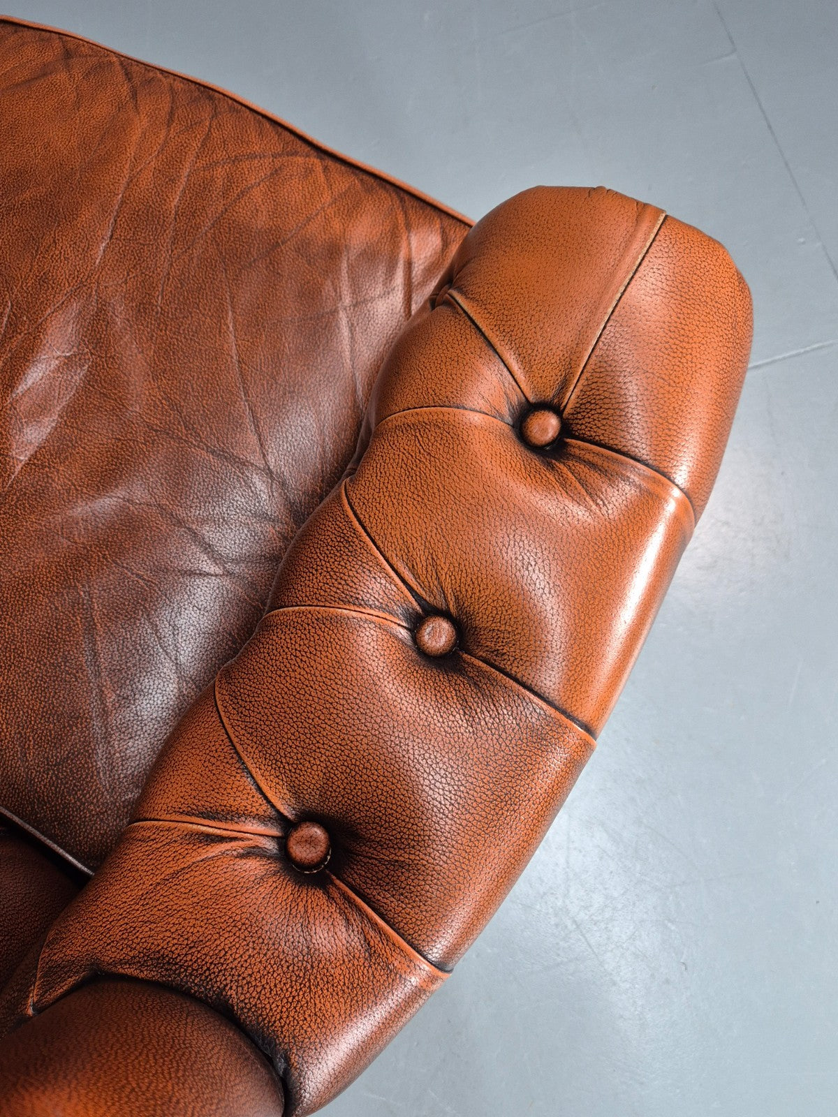 Vintage Leather Wing Back Club Chair  Denmark Chesterfield Style  EB10732 VLEA13