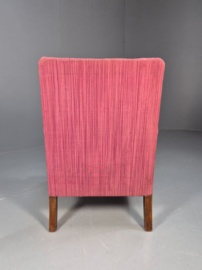 Vintage Danish Pink Chenille Lounge Chair 1950s Retro Mid Century EB10211 MNOR11