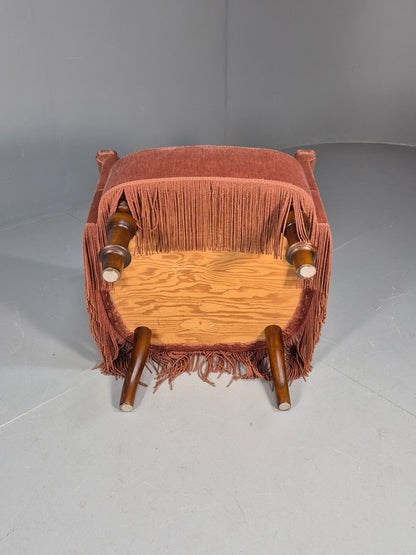 Vintage Pink Aret Deco Danish Tub Chair 1930s Tassels Antique EB9621 VCLO - UKDK FURNITURE
