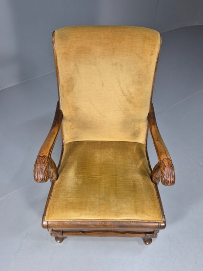 Vintage Danish Rocking Chair Beech and Gold Velour 1940s Retro EB9054 VCLO - UKDK FURNITURE