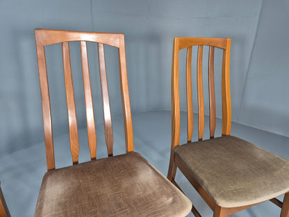 4 Vintage teak Dining Chairs High Back William Lawrence Brown Pads EB9392 MDIN - UKDK FURNITURE