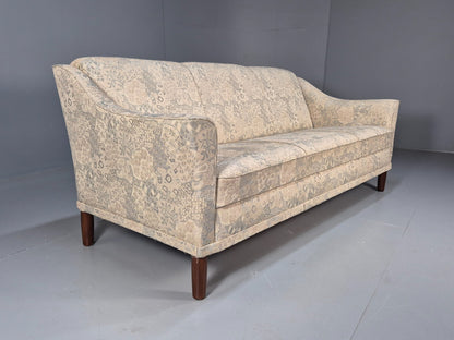 Vintage Danish Floral Upholstered 3 Seat Classic Mid Century Sofa EB9583 M3SS - UKDK FURNITURE