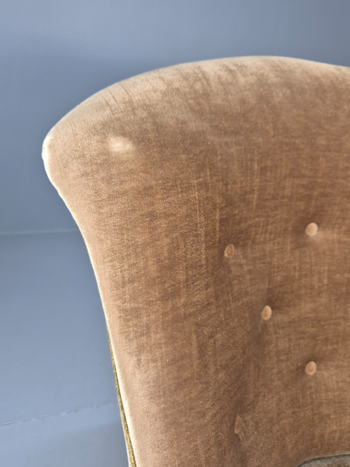 Vintage Danish Taupe Velour Cocktail or Parlour Chair Antique EB9608 VCLO - UKDK FURNITURE