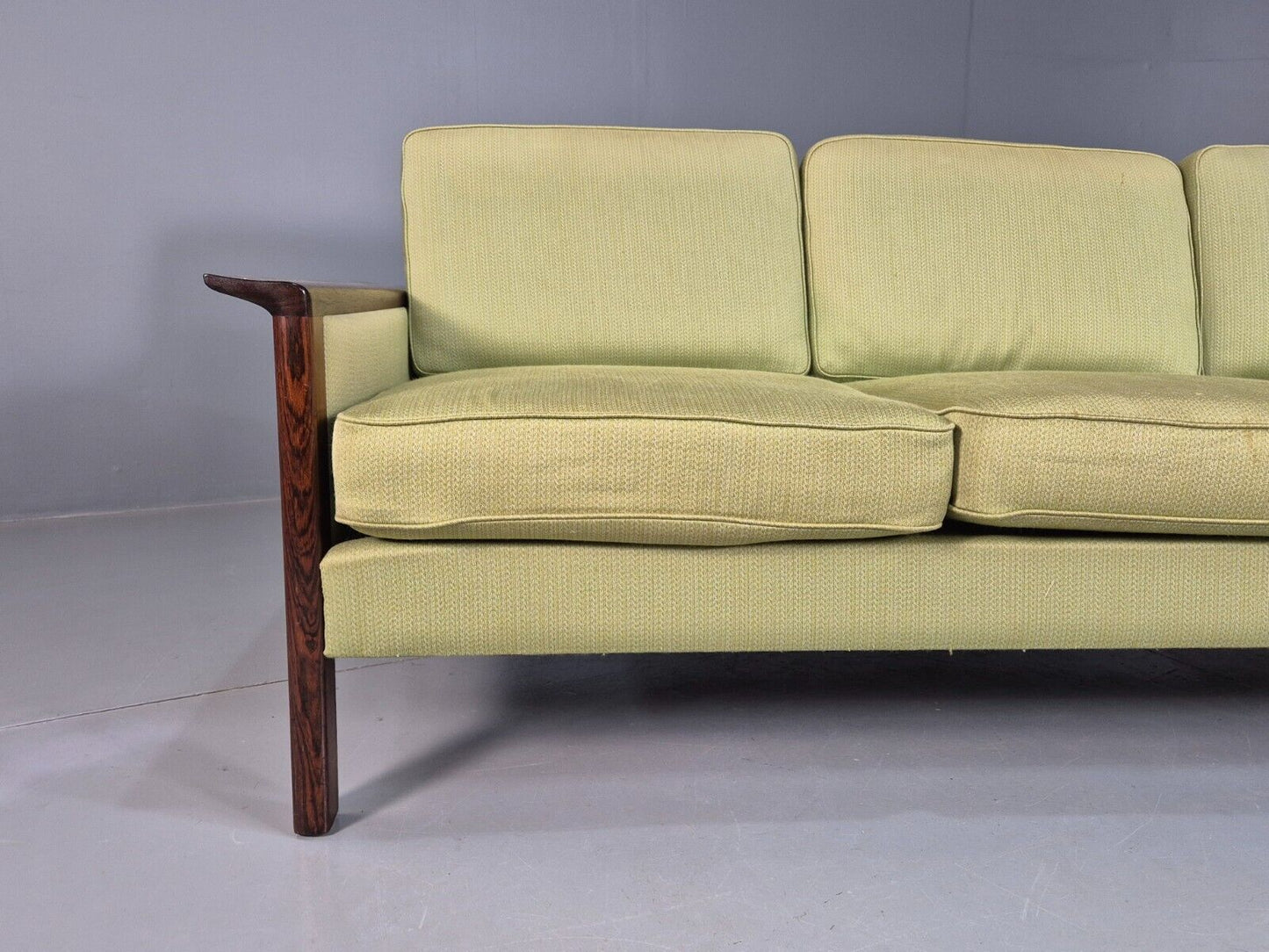 Vintage Midcentury Danish Three Seat Green Sofa Rosewood EB7741 M3SS - UKDK FURNITURE