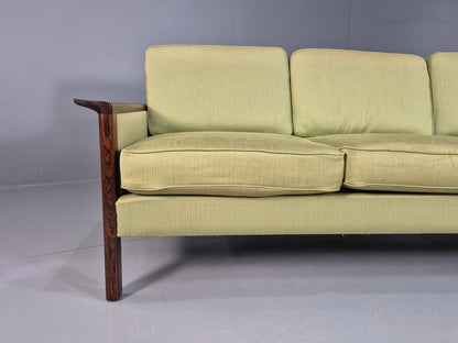 Vintage Midcentury Danish Three Seat Green Sofa Rosewood EB7741 M3SS - UKDK FURNITURE