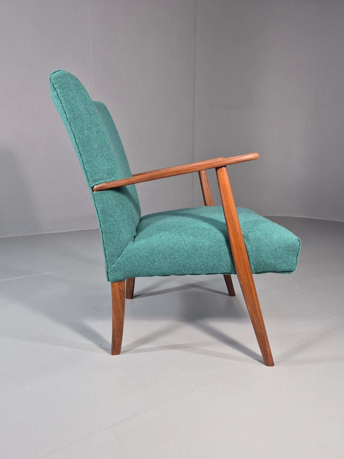 Vintage Mid Century Teak Lounge Chair New Upholstery Retro 1960s EB11814 MNOR7