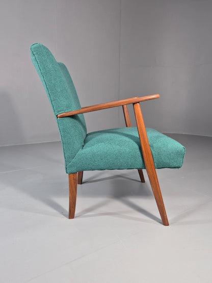 Vintage Mid Century Teak Lounge Chair New Upholstery Retro 1960s EB11814 MNOR7