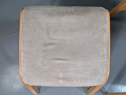 Vintage Danish Lounge Chair Footstool Faux Suede Bentwood MCM Retro EB7397 MNOR - UKDK FURNITURE