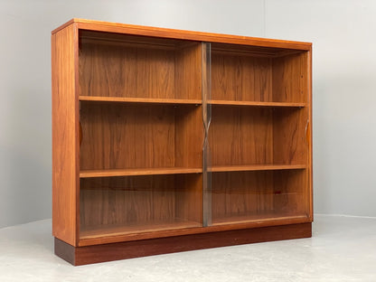 Vintage 1960s Teak Bookcase Shelving Glass Doors Mid Century EB11057 MWOO0