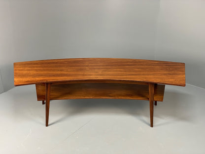 Curved 1960s Coffee Table Vintage Mid Century Danish With Shelf  EB10855 MWOO2