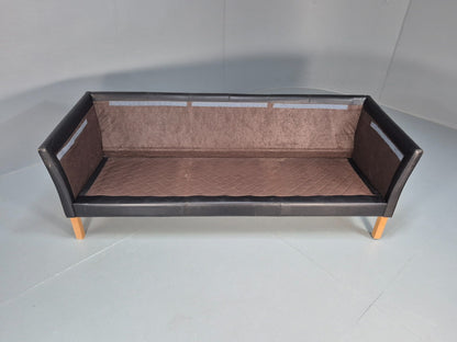 Vintage 3 Seat Sofa Danish Black Leather Mid Century Retro 1980s EB10073 M3SS10