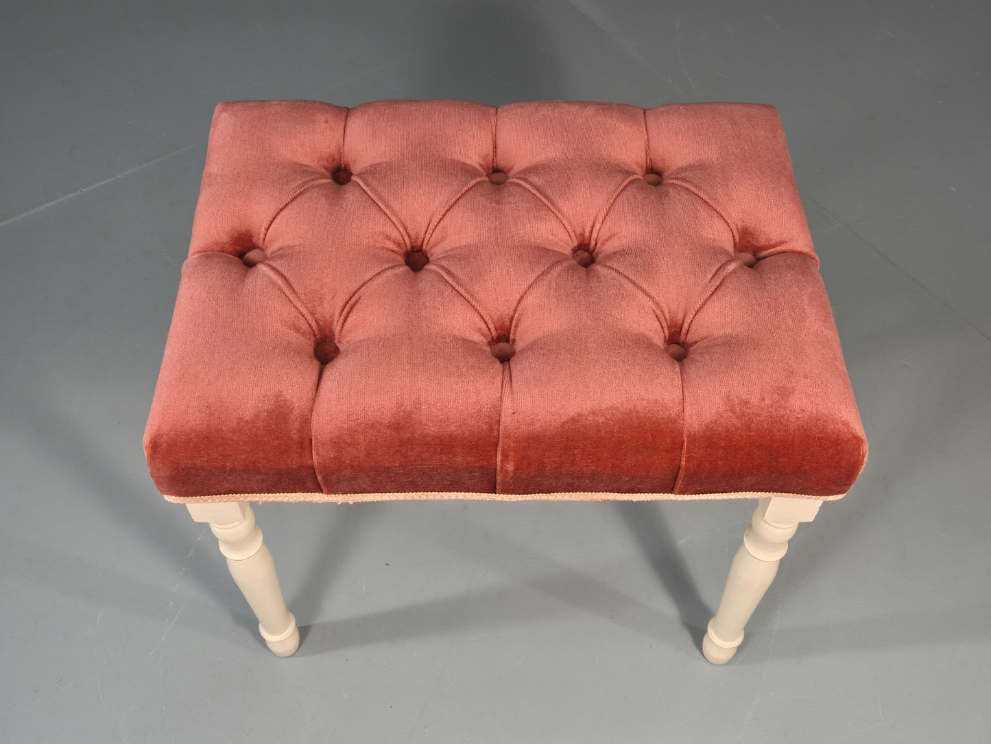 1970s Retro Dressing Table Stool Pink Velour Rococo Styled Kitsch EB11963 VWOO2