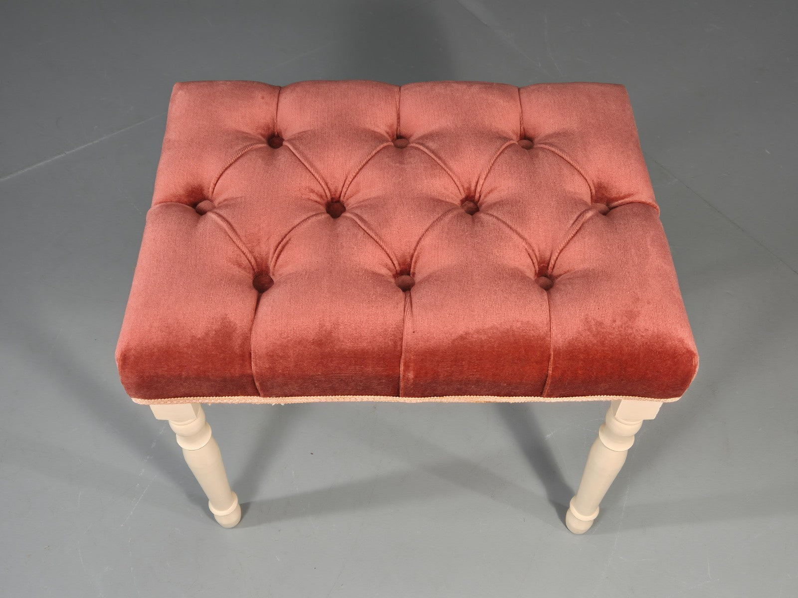 1970s Retro Dressing Table Stool Pink Velour Rococo Styled Kitsch EB11963 VWOO2