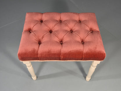 1970s Retro Dressing Table Stool Pink Velour Rococo Styled Kitsch EB11963 VWOO2