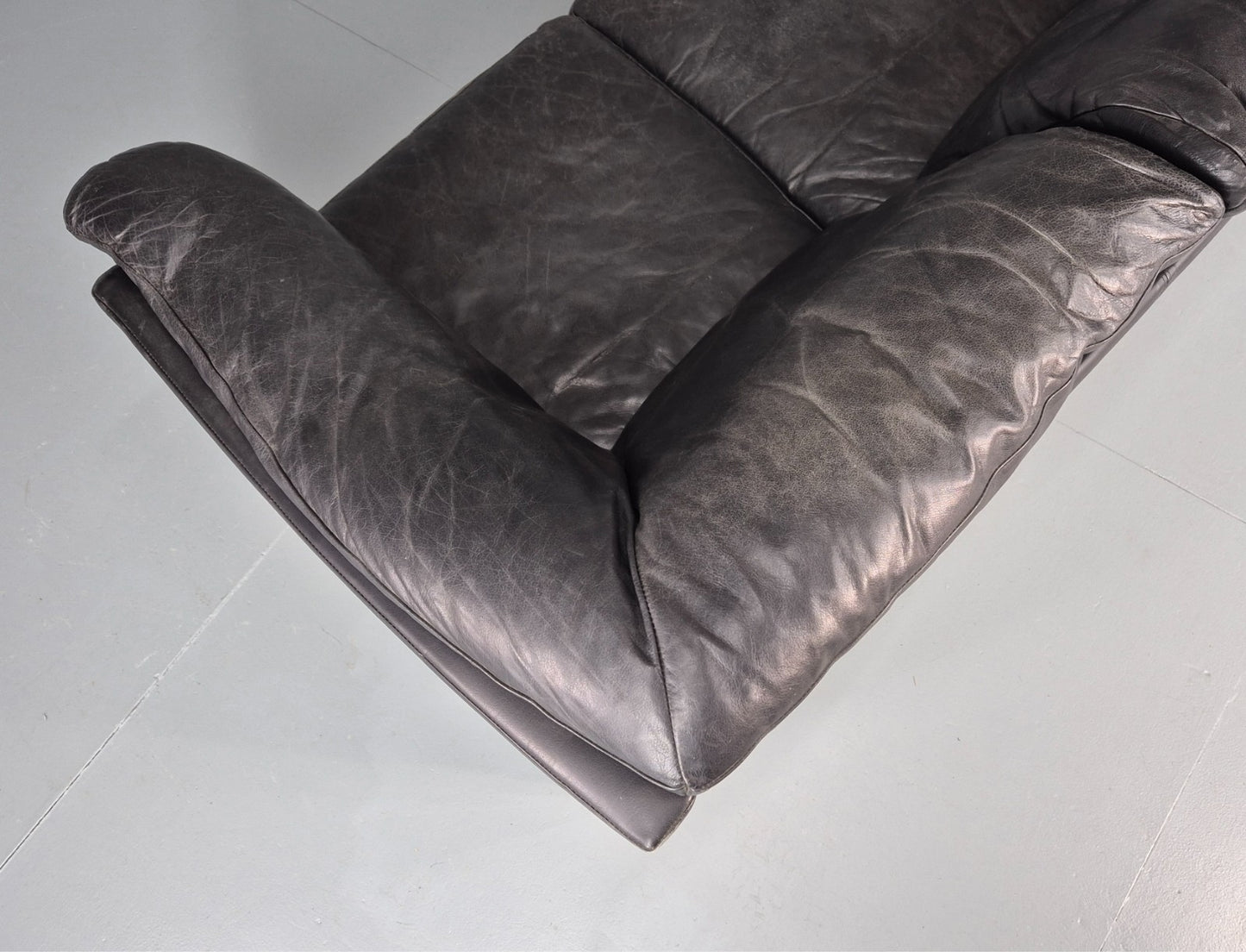 Vintage 3 Seat Sofa Danish Black Leather 1980s Retro EB8626 M3SS16