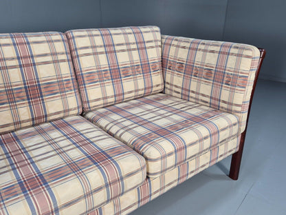 Vintage Danish 2 Seat Sofa Tartan Cotton Wood Frame Stouby 1980s MCM EB8598 M2SS - UKDK FURNITURE