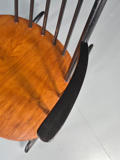 Vintage Ilmari Tapiovaara Rocking Chair Teak Beech Asko MCM Retro EB11849 MNOR17